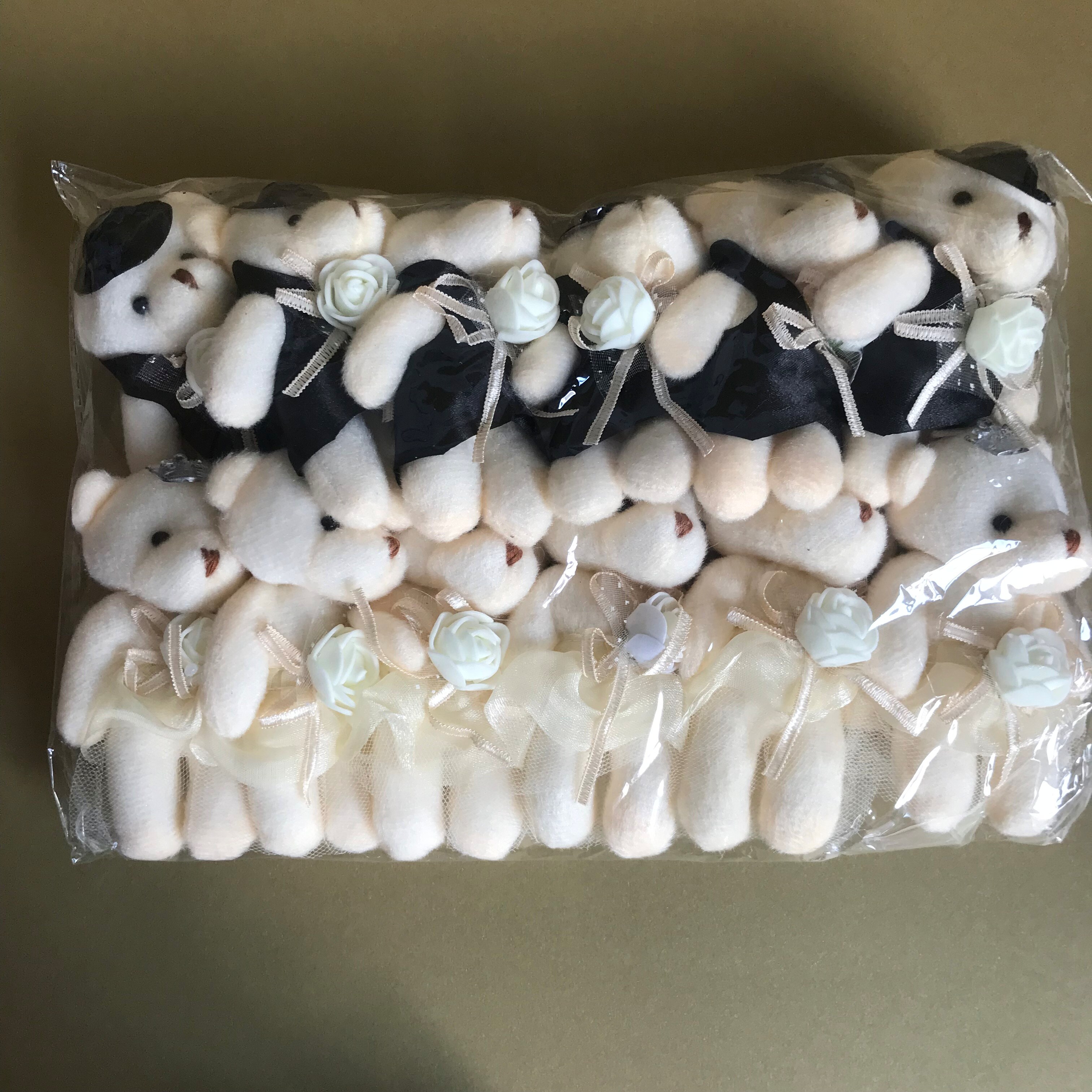 Lovers' Teddy Bear Bouquet Small Bear Cubs Diamond Joint Bear Plush Toy Cartona Bag Flower Material Couple Bears