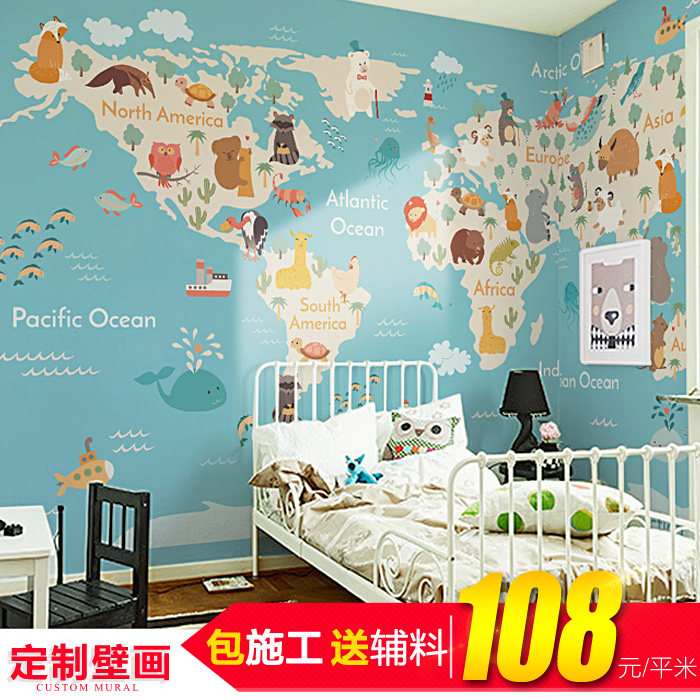 Shenzhen Custom Mural Bedroom Living Room Children Room Map TV Background Wall Wallpaper Custom Mural