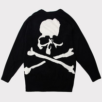 Wool back personality skull long loose thin sweater black and white wild top female L2862