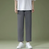 Мужские шелковые черные штаны, летний тонкий костюм для отдыха, свободный прямой крой, оверсайз