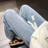 Осенние джинсы, летние тонкие черные штаны, свободный прямой крой, в американском стиле