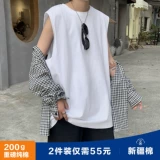 Летняя трендовая хлопковая майка без рукавов, жилет для спортзала, футболка, свободный крой