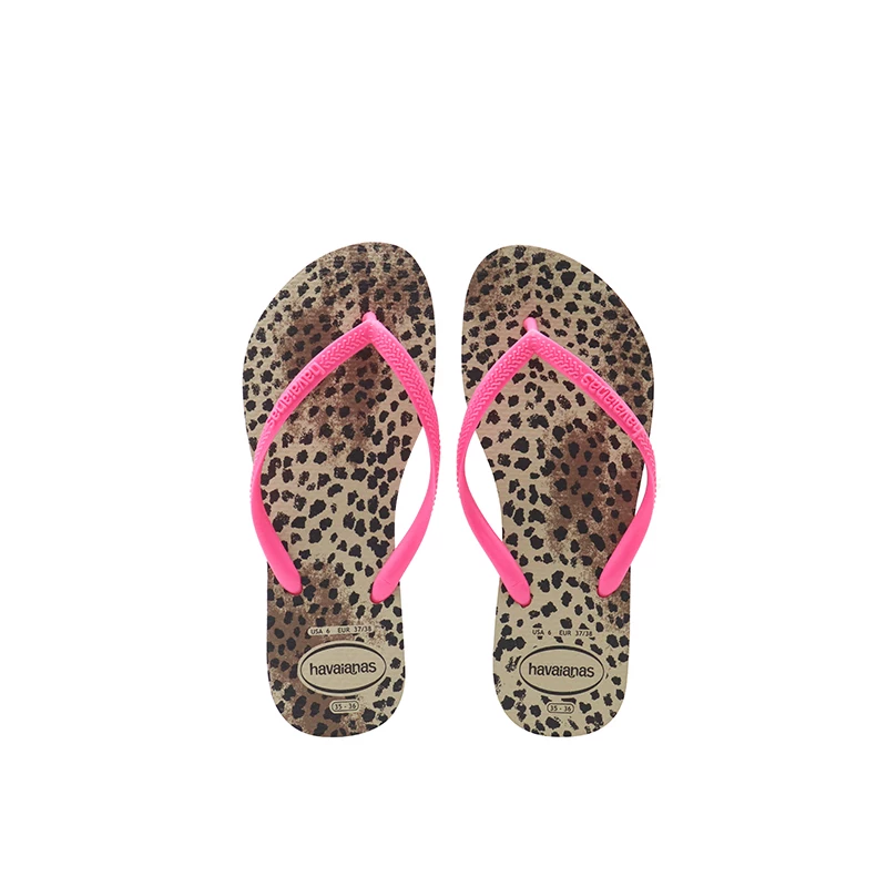 Шлепанцы Havaianas Havana с подкладкой из натуральной кожи, не скользящие, для женщин, летняя пляжная обувь, леопардовый принт Havana