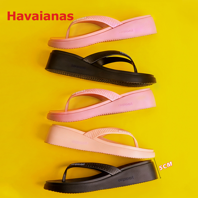 Havaianas Anti-Slip Women's Wedge Heel Thick-Soled Height-Increasing 5cm Flip-Flops Havana Flip-Flops Havaianas Anti-Slip Women's Wedge Heel Thick-Soled Height-Increasing 5cm Flip-Flops Havana Flip-Flops