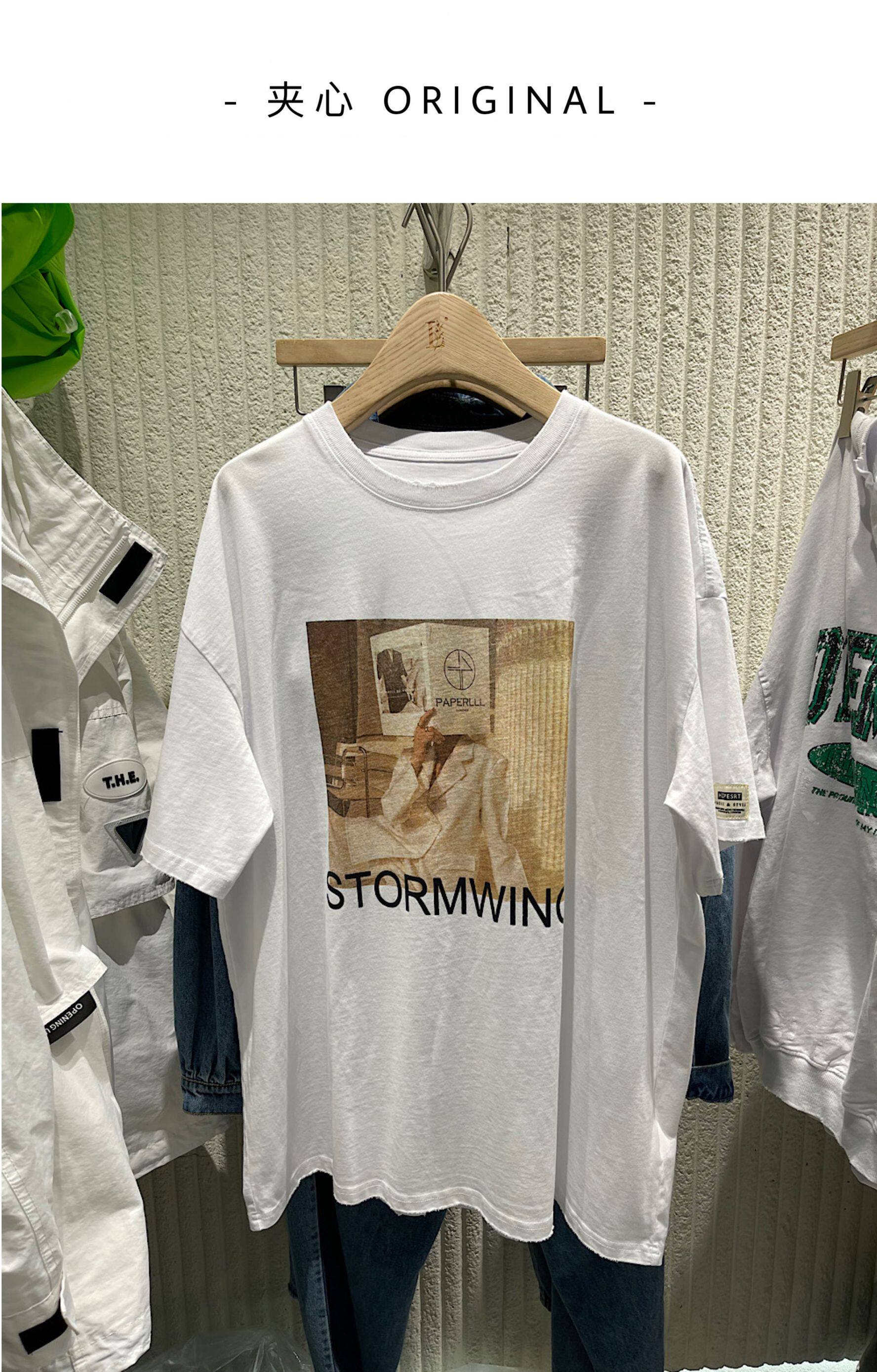 BOBO 2022 early spring new letter pattern printing round neck T-shirt women's Korean version loose and thin short-sleeved top trendy