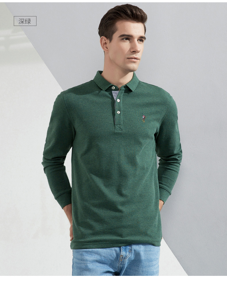 Áo thun polo trẻ trung và trung niên Romon / Luo Meng 2018 cotton dài tay mùa thu mới áo polo nam hàng hiệu