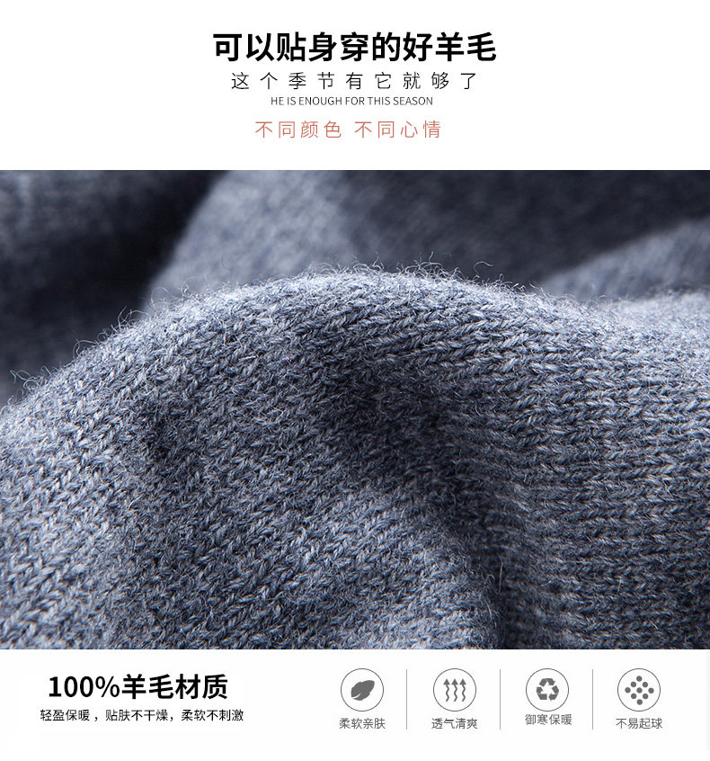 罗蒙 男女 100%纯羊毛针织衫 圆领/V领/高领可选 图2