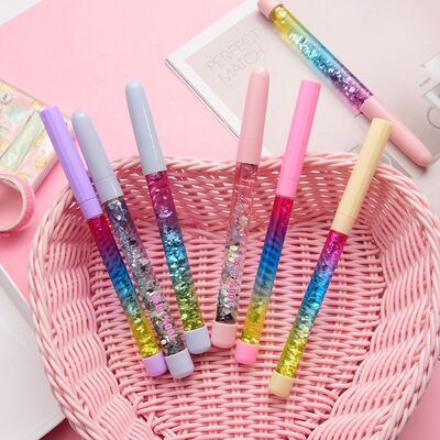 Korean creative Internet celebrity, cute fairy wand gel pen, student girl, fresh and innocent, Harajuku magic wand, colorful sand pen, quivering pen, crystal gradient gel pen, writing pen, liquid flowing pen