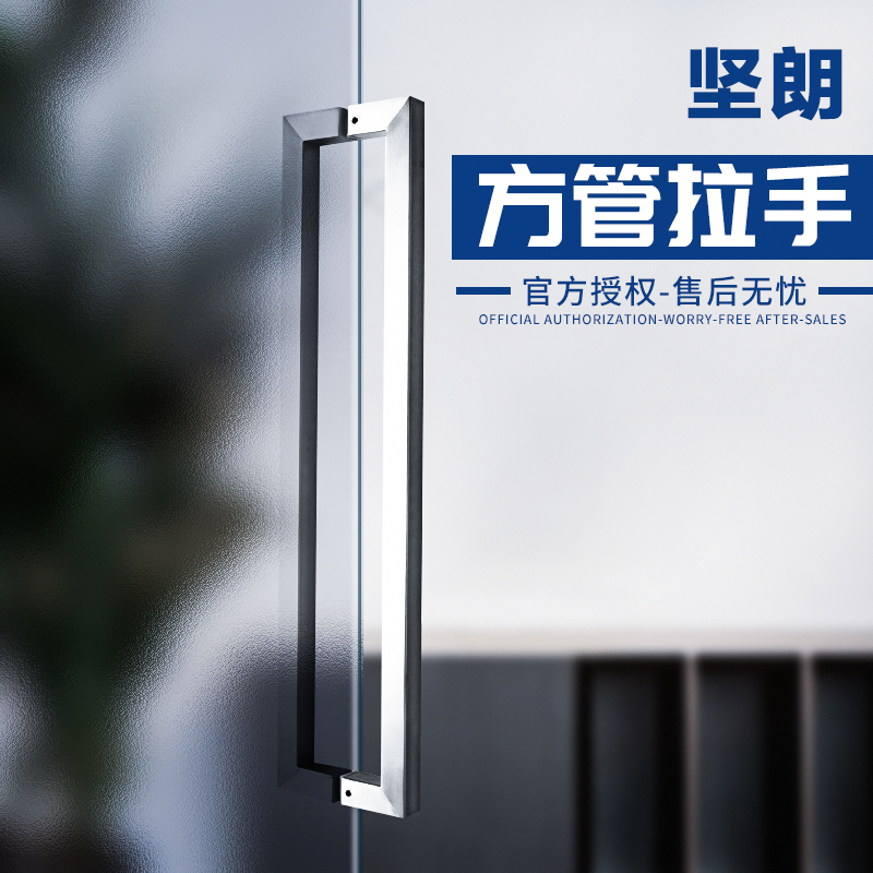 Tenang 304 stainless steel square tubular gate modern KTV wooden door glass door with unframed large handle WM03407