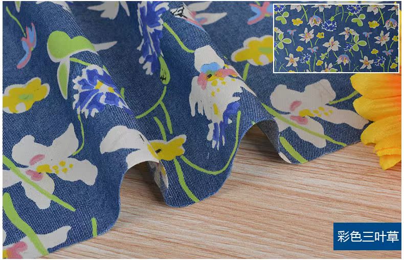 Màu in denim dày áo sơ mi quần quần áo tự làm áo sơ mi cotton vải thoáng khí áo khoác - Vải vải tự làm vải nỉ dạ