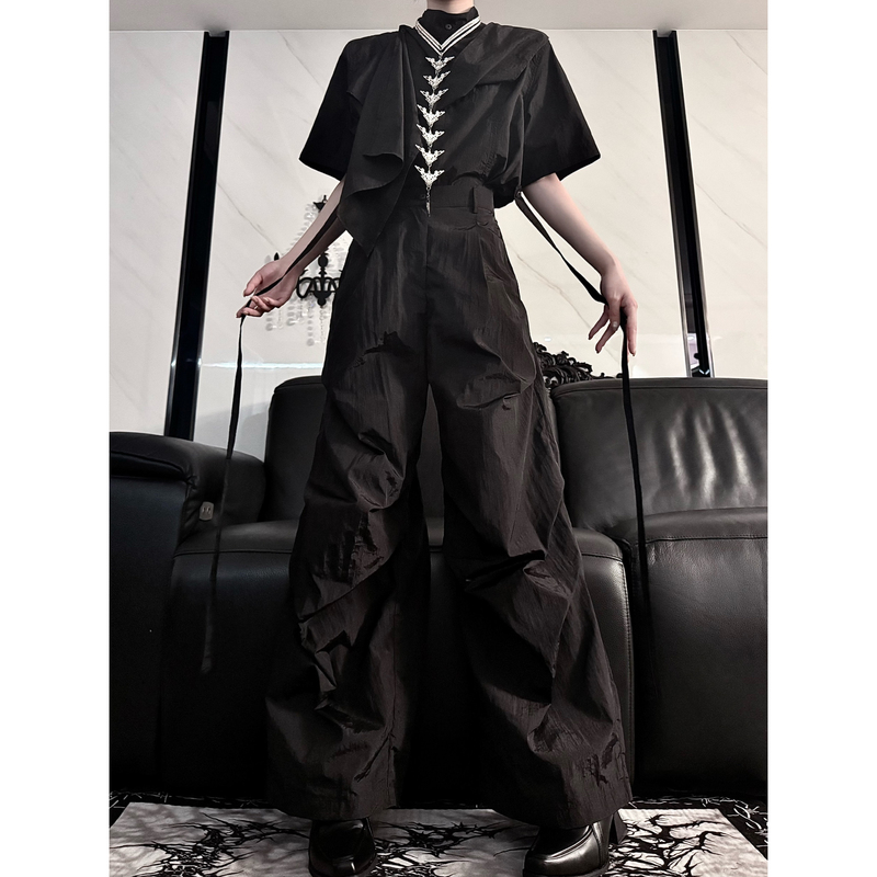 Aont Original Twin Fifth-Generation Jacket Set Pleated Straight Wide-Leg Pants Loose Long Pants Casual Pants for Women