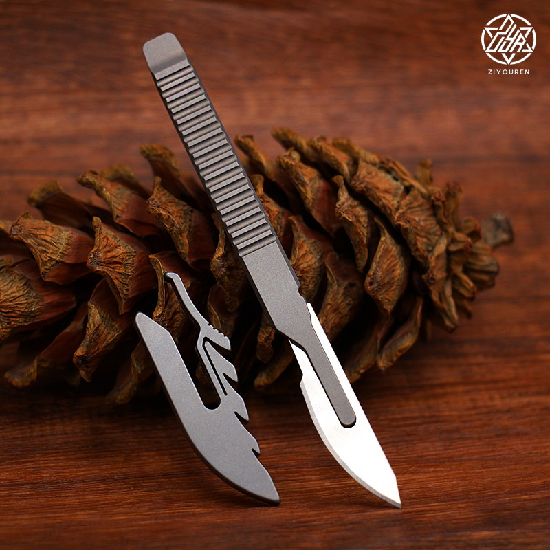 Titanium Alloy Utility Knife No. 24 Surgical Blade Unboxing Tool Portable Paper Cutter Film Cutting Tool Trimming Knife