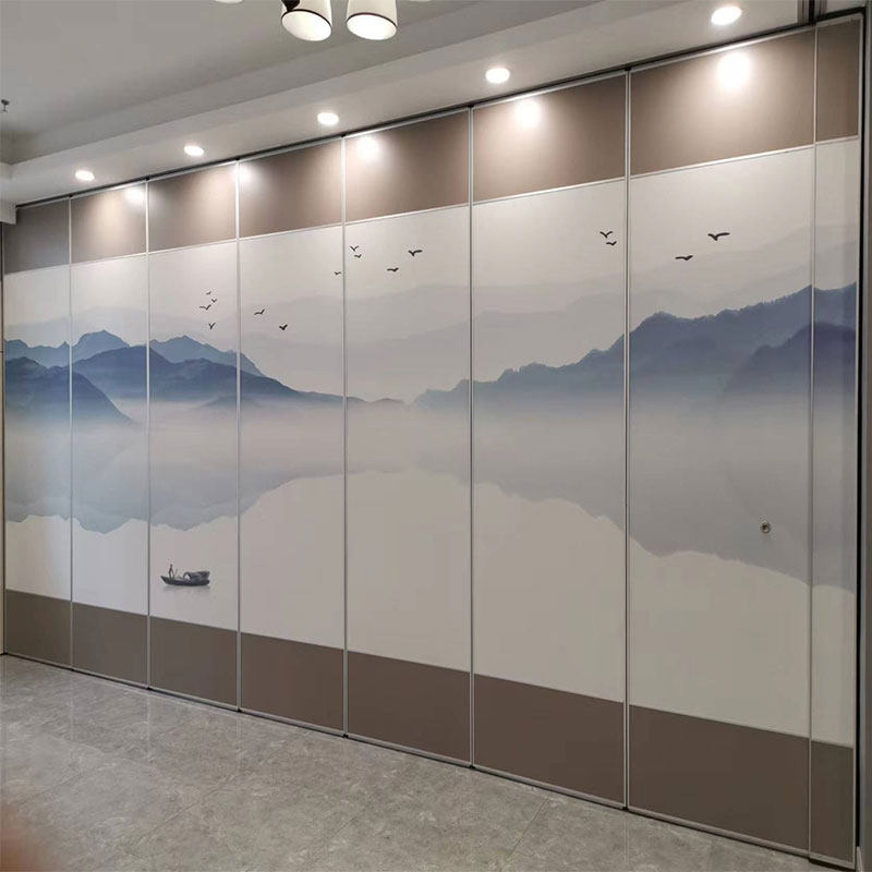 Hotel event landscape painting high partition wall hotel box banquet hall movable sliding folding door soundproof baffle