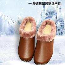 Cotton slippers Home thick-soled waterproof leather non-slip cute mom shoes work shoes soft-soled flat shoes