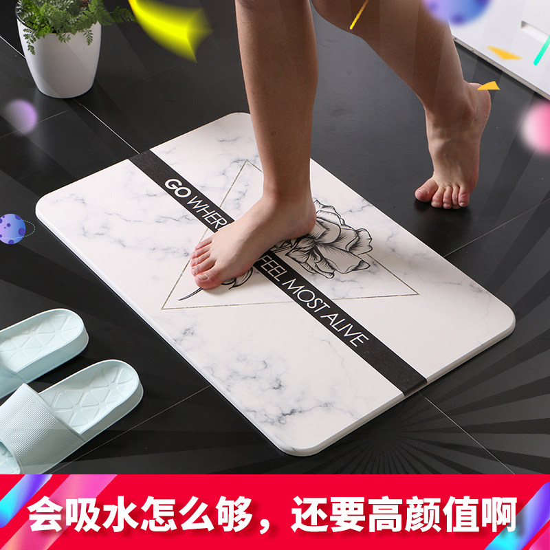 Marble Tattox Nordic Silicon Algae Clay Footbed Water Suction Speed Dry Bath Mat Kieselguhr Ground Mat Makeup Room Door Mat