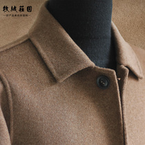 Winter business lapel long double-sided cashmere coat Mens middle-aged 100% pure wool coat