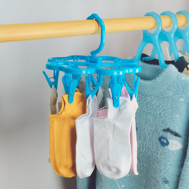 EAYA products multi-clamp clothes drying rack sun socks artifacts net red plastic ten clamp multi-function foldable wind resistance