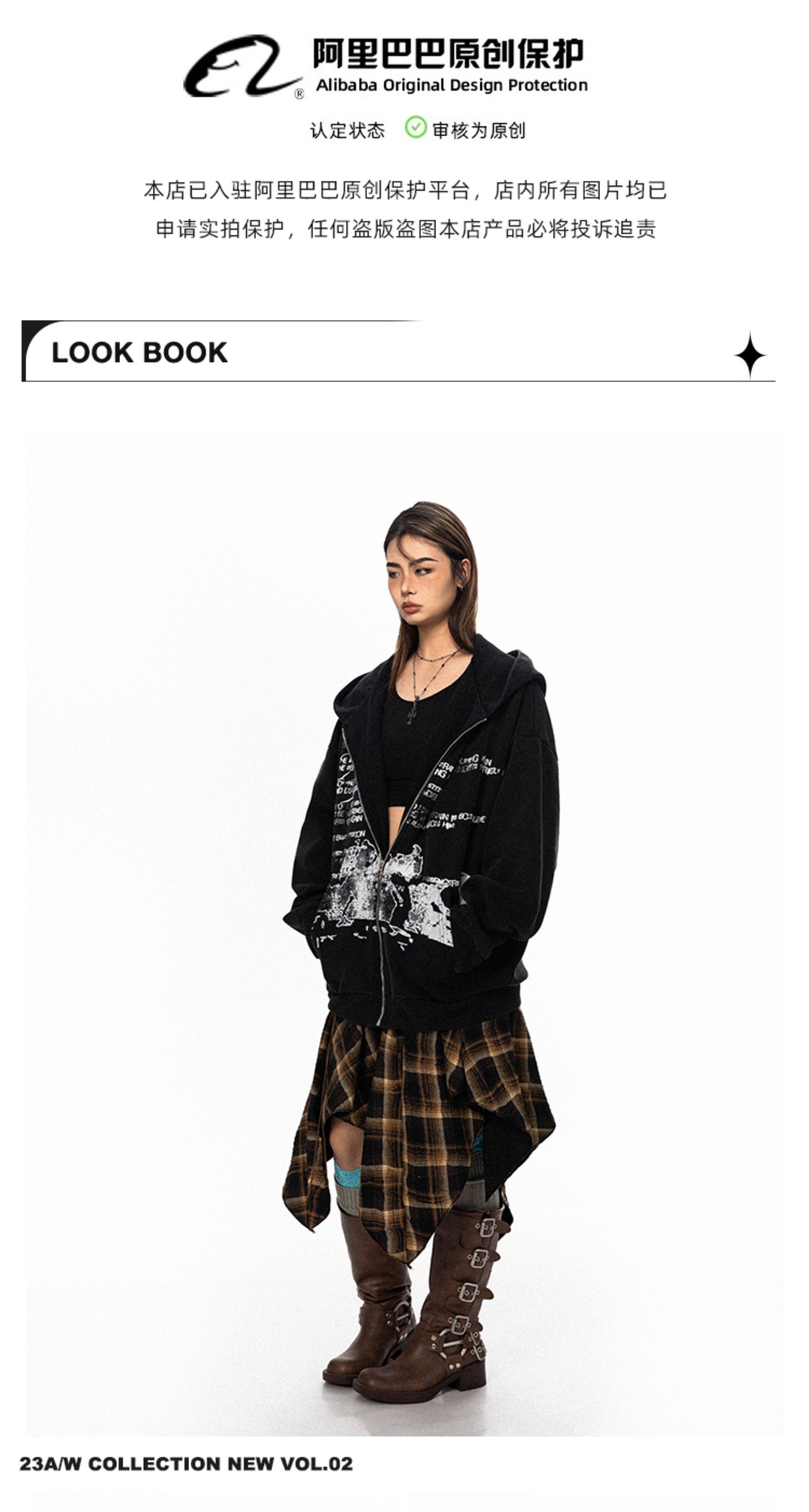 BLACKBB винтажная толстовка с капюшоном на молнии с принтом букв унисекс свободная весна-осень