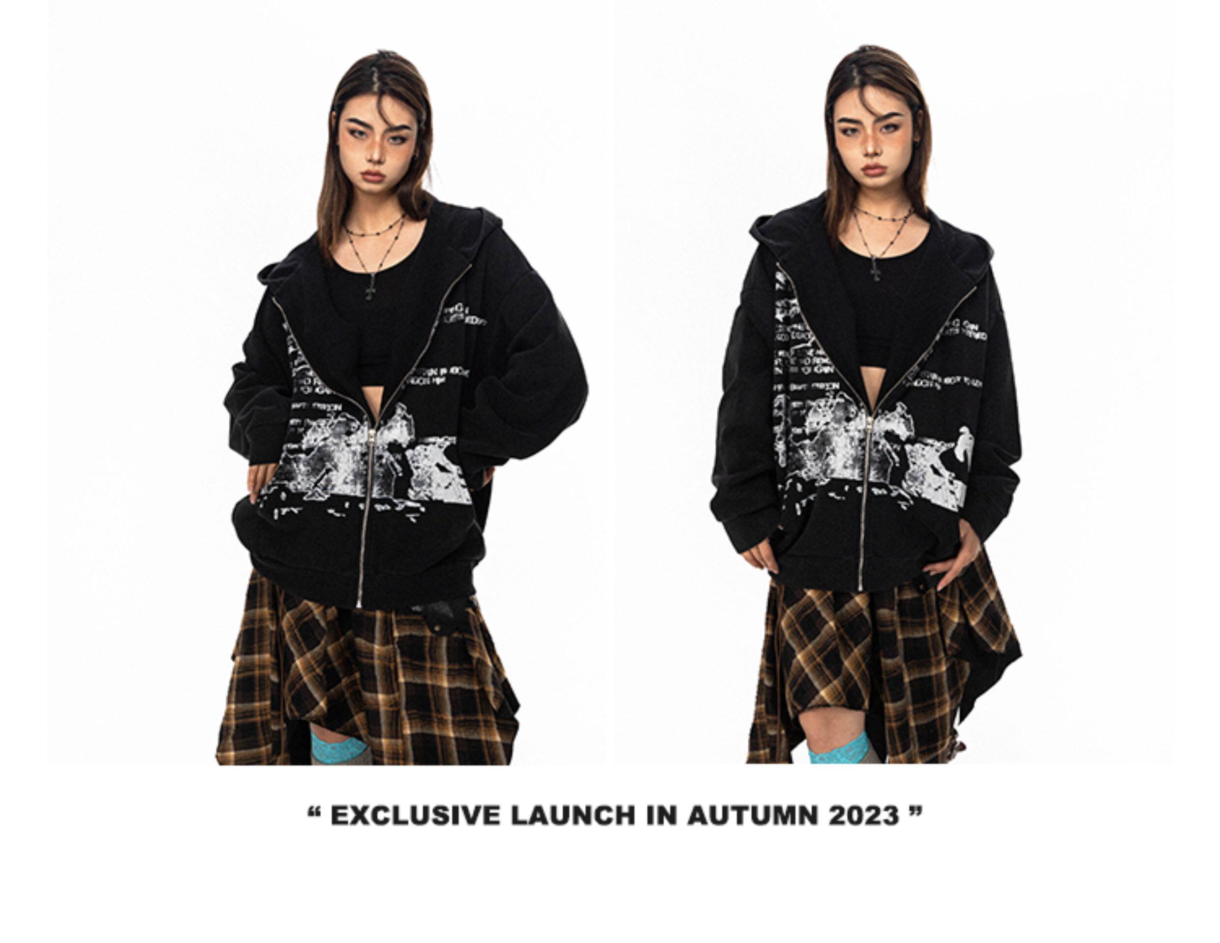 BLACKBB винтажная толстовка с капюшоном на молнии с принтом букв унисекс свободная весна-осень