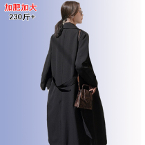 Fat plus size long trench coat coat Womens Spring and Autumn new fat mm200 kg foreign style coat hidden meat coat