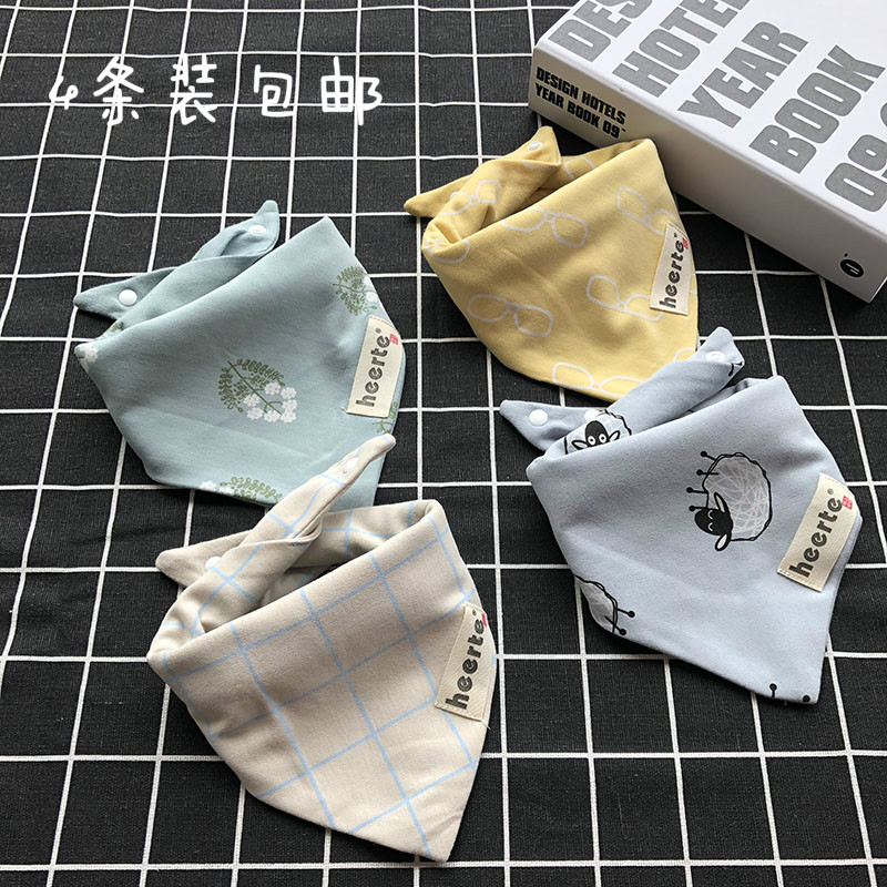 Total Cotton Age Baby Saliva Towel Baby Double Layer Pure Cotton Triangular Towels Newborn Child Double Press Buckle Bib Water Absorption