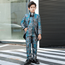 Childrens small suit suit suit boy tuxedo handsome British model catwalk show costume piano performance host