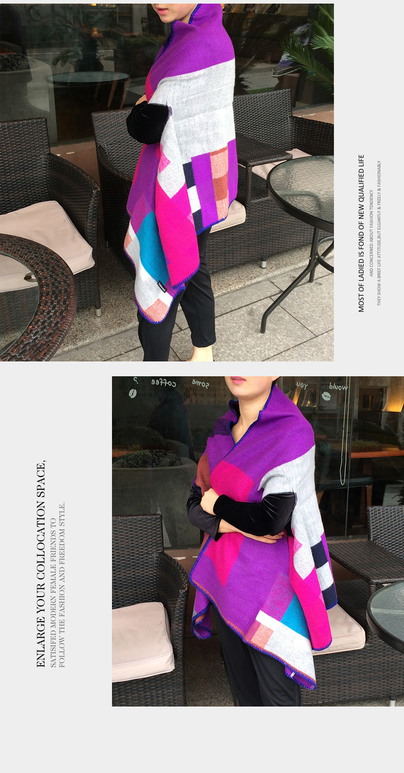 Mùa thu và mùa đông khăn choàng phụ nữ khăn kép- sử dụng hoang dã gió quốc gia áo choàng giả cashmere áo choàng dày ấm áo khăn bịt mặt nam đi phượt