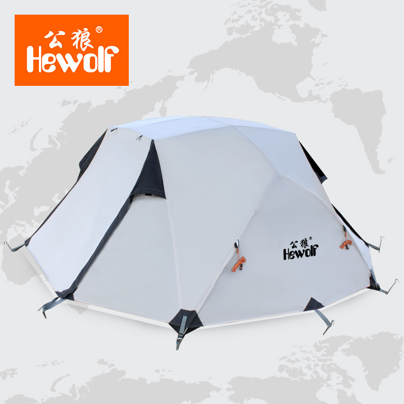 Male Wolf Tent Outdoor Camping Equipped with Four Seasons Rainproof Double Double Double Aluminum Rod Multiplayer Wild Winter Camping 