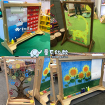 Beside giant plexiglass graffiti wall childrens wooden double-sided graffiti drawing board Art Easel graffiti paint