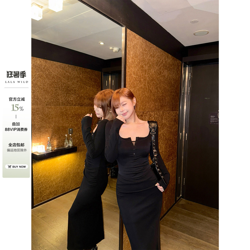 Wildly Spicy, High-End Beauty, Slightly Chubby mm New Style Spliced Mesh Long-Sleeve Waist-Cinching High-End Plus-Size Dress Wildly Spicy, High-End Beauty, Slightly Chubby mm New Style Spliced Mesh Long-Sleeve Waist-Cinching High-End Plus-Size Dress