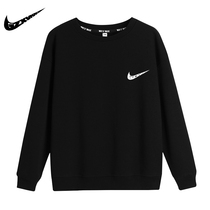 Nike Children's velvet sweaters Boys Long-sleeved Round-collar Winter Wear Big Girls Pure Cotton Black Upper Keep warm