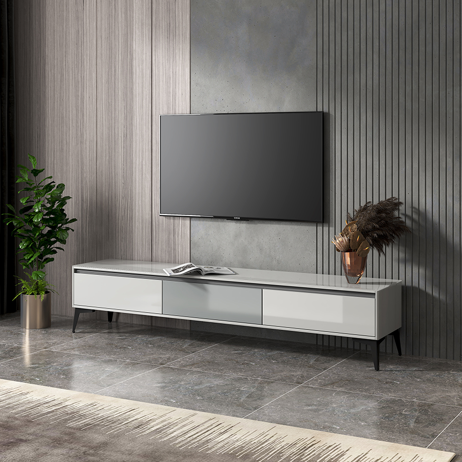Modern minimalist Living room Home TV enclosure Tea Cabinet Tea Table Combined Suit of Extremely Simple Tempered Glass Floor Cabinet