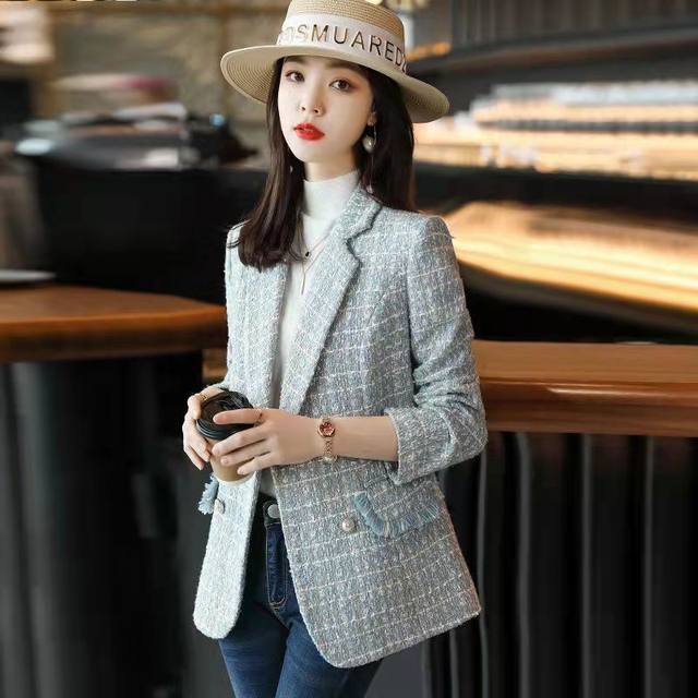 Small fragrant wind suit jacket female spring and autumn 2023 new small man high-end temperament casual woolen suit jacket