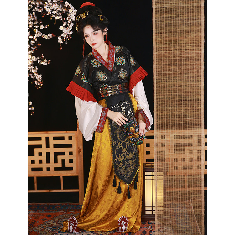 山静燕【浮光】魏晋復興漢服夏装セット（垂れ袖、晋代汝蓮葉縁、半袖仙装）