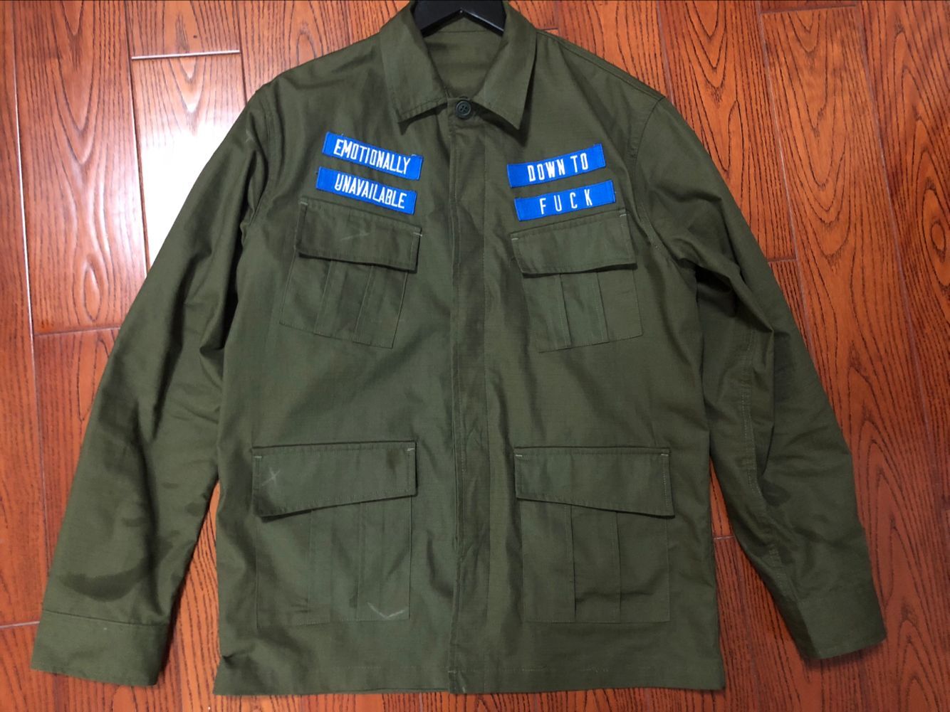 Tự sản xuất x DTF HOÀNG BDU TEE DARK XANH x EU Áo khoác màu xanh lá cây hòa tan áo kiểu trung niên u50