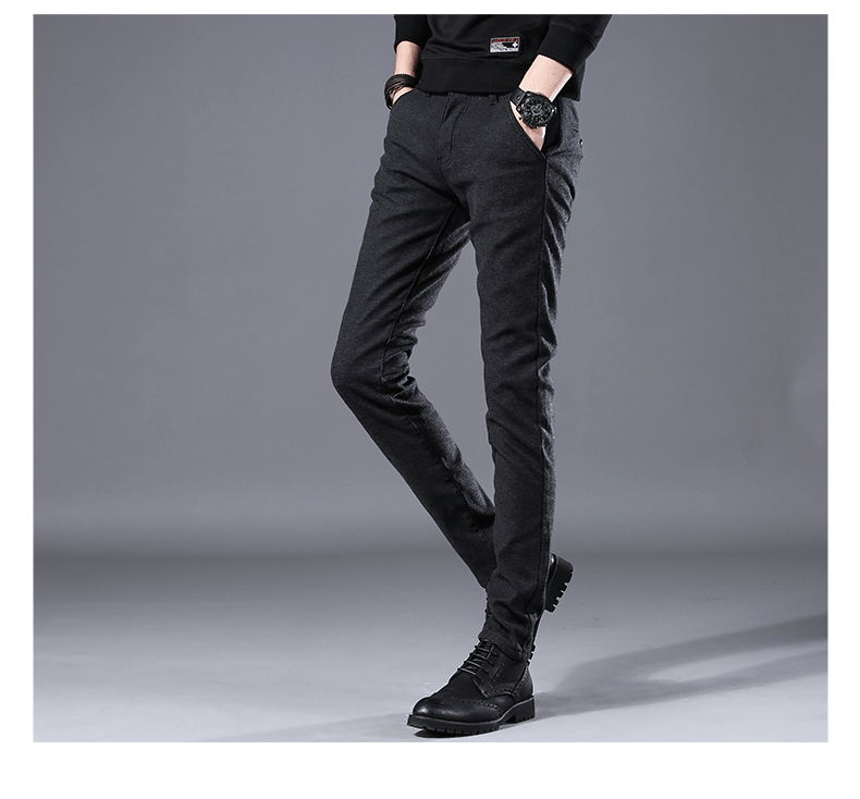 Mùa đông nam cộng với nhung dày quần thường nam cộng với quần cotton ấm quần dày thẳng thẳng dụng cụ màu đen trong thắt lưng thủy triều quần nam ống rộng