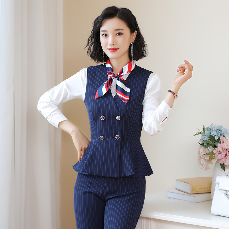 Sample House Display Center Workwear Women High-end Beauty Salon Beauty Division Autummy Winter Water Bar Hotel Front Desk Reception Career Suit