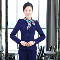 Hotel front desk work clothes customer service reception beautician work clothes autumn winter clothes restaurant waiter long sleeve set women