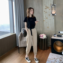 Sandro Moscoloni casual suit Womens summer small fashion thin T-shirt drawstring pants two-piece set