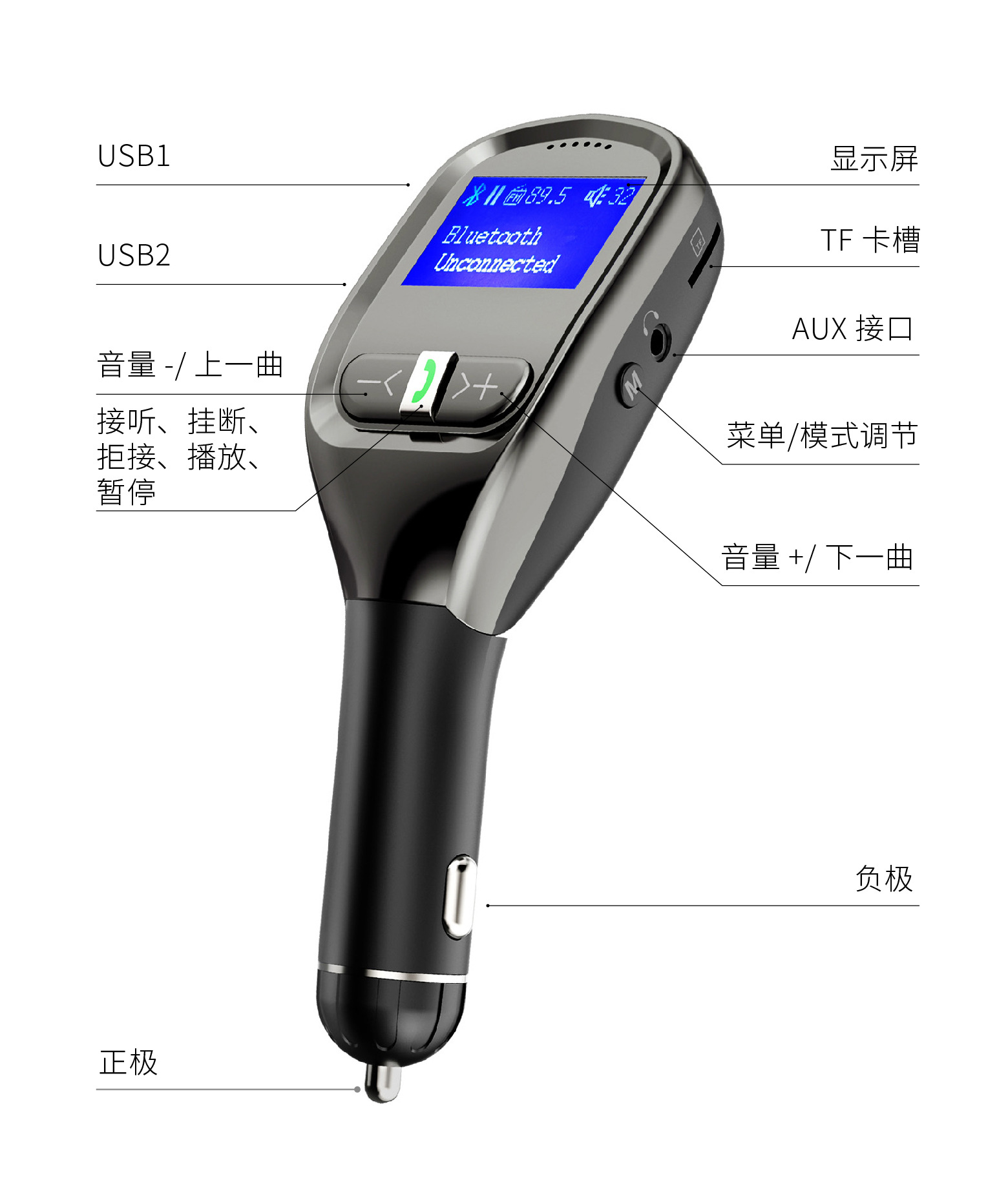 G11 new car on Bluetooth MP3 large screen dual USB one piece answer support voltage detection vehicle on board Bluetooth hands-free