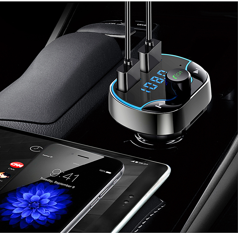 Cross-border new FM transmitters Wise fast charging voice navigation on-board hands-free phone Bluetooth MP3 player T24