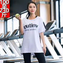 Summer Plus Size 200 Jin Quick Dry Women Half Sleeve Gym Loose Outside Blouse Fat mm Yoga Sports Top T-Shirt