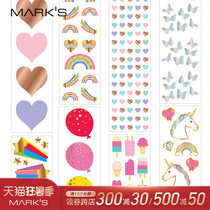 Japan marks MARKS Selected series Mrs Grossmans Decorative stickers Holographic Laser Sequins series Peach heart stars Rainbow Butterflies Unicorn Balloons Sweet