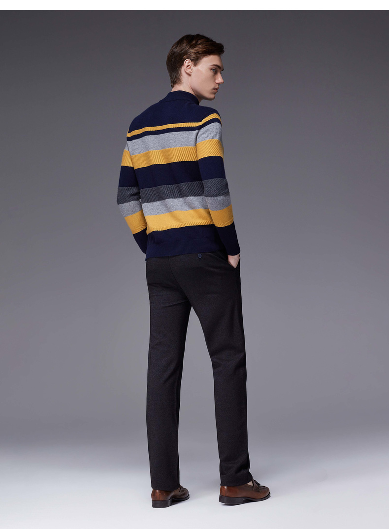 Áo len cashmere nam Jinba nam mùa thu đông mới sọc vừa vặn thoải mái áo len len HYEL4334 - Áo len quần jean nam cao cấp