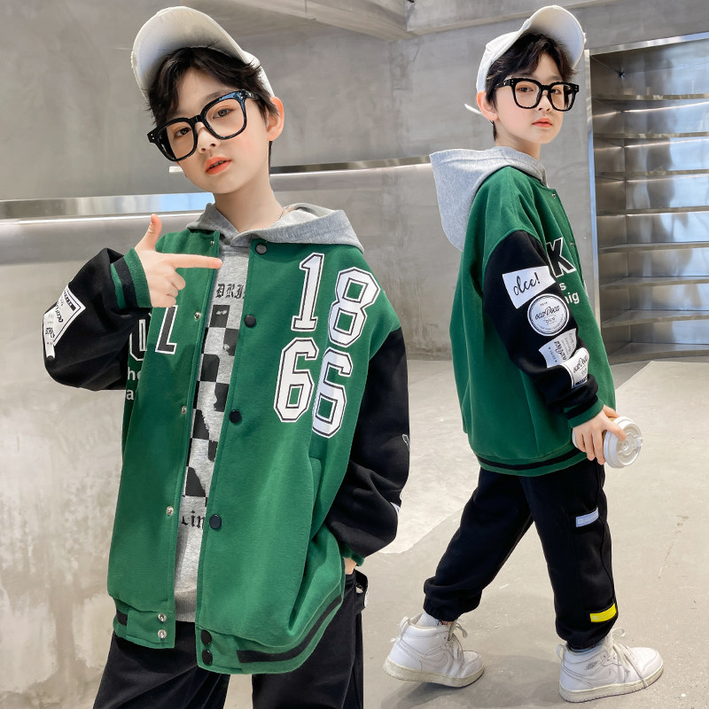 Boys spring and autumn baseball uniform jacket 2022 new middle-aged children's spring sports jacket fashionable fried street Korean version