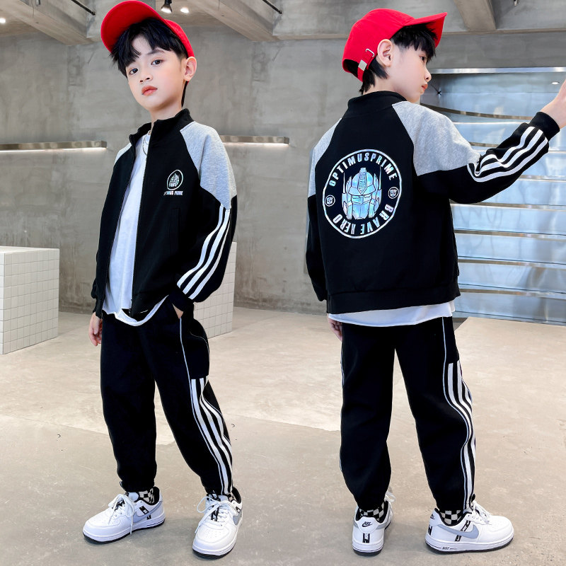 Boys' spring sports suits in the big boy 2022 new spring trend handsome spring and autumn fashionable fried street two-piece suit