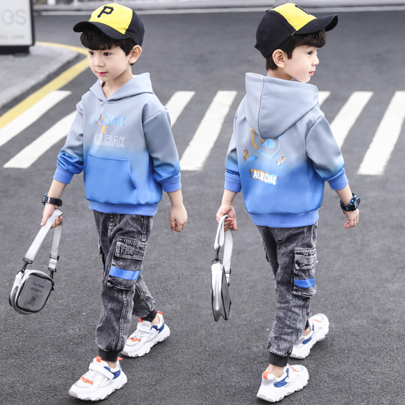Boys autumn suits 2022 new big boys spring and autumn styles Western style children's clothing boys autumn fried street fashion tide clothes