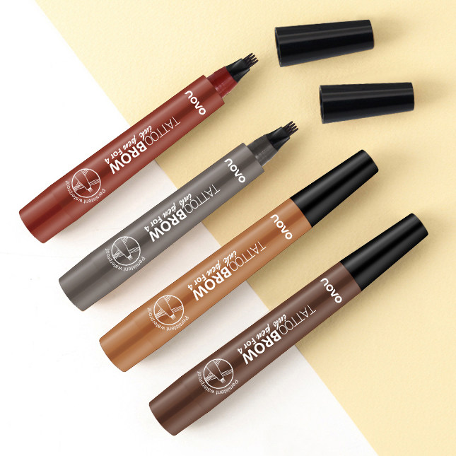 NOVO Four bifurcated durable water brow waterproof color makeup not off color brown brow pink brown deep brown red brown