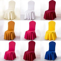 Hotel extra thick air layer chair cover thickened sun skirt stool cover wine red and white one-piece wedding elastic chair cover