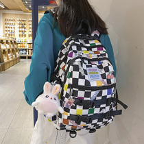 Day Series Chessboard G Double Shoulder Bag Original Small Crowddesign School Bag Female Junior High School Students Light Elementary School Kids Backpack